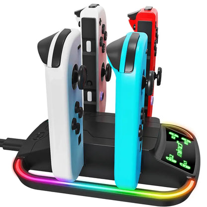 4-in-1 RGB Charging Dock | Joy-Con Controller Charging Stand for Nintendo Switch