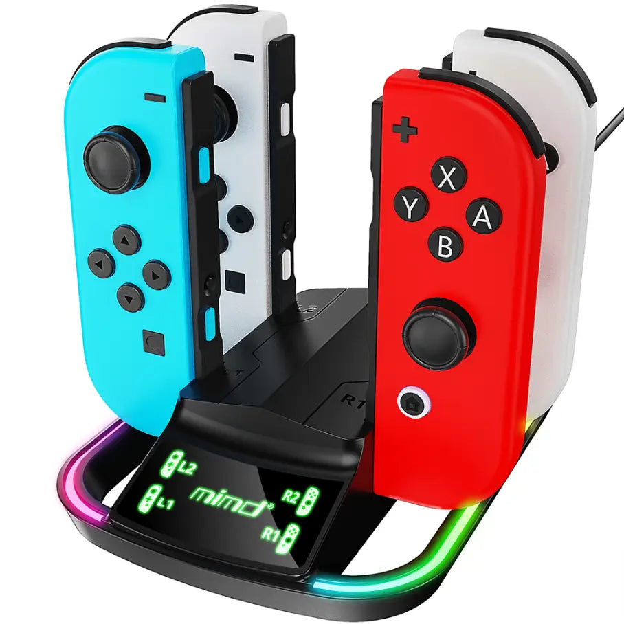 4-in-1 RGB Charging Dock | Joy-Con Controller Charging Stand for Nintendo Switch