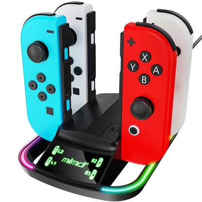 4-in-1 RGB Charging Dock | Joy-Con Controller Charging Stand for Nintendo Switch