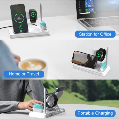 4-in-1 Wireless Charging Station 15W Fast Wireless Charger Stand for i-Series Devices