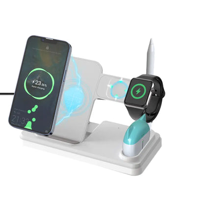 4-in-1 Wireless Charging Station 15W Fast Wireless Charger Stand for i-Series Devices