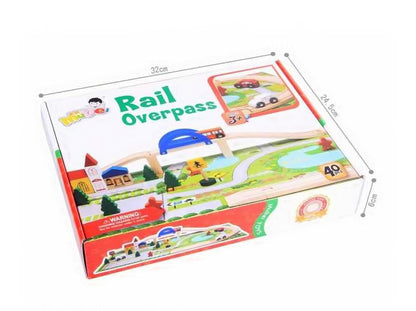 40pc Wooden Rail Overpass Set