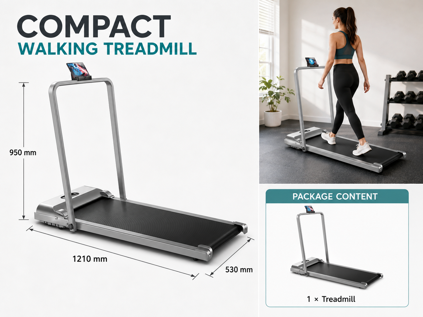 Electric Treadmill Under Desk Walking Home Gym Exercise Fitness Foldable