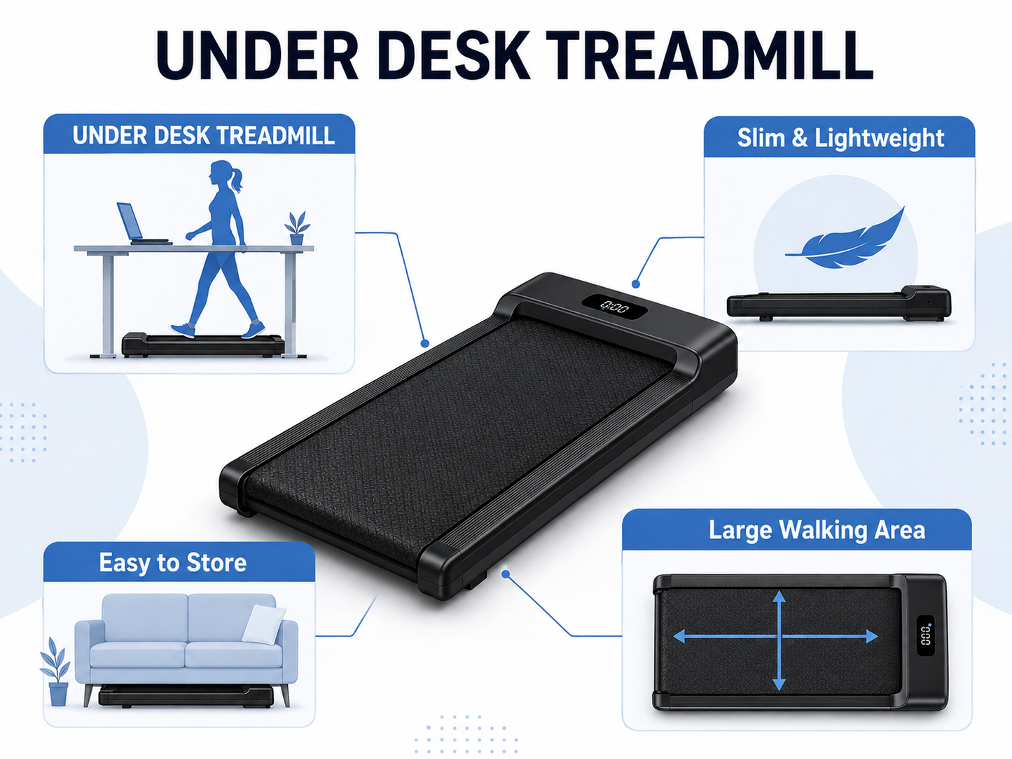 Electric Treadmill Under Desk Walking Home Gym Exercise Fitness Foldable