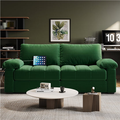 2-Seater Velvet Couch with Pillow Top Arms