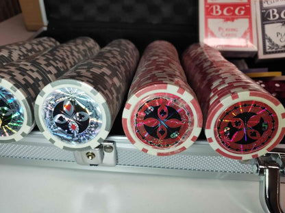 500pcs Clay Poker Chips & Sets High Quality Laser Chips Aluminium Case