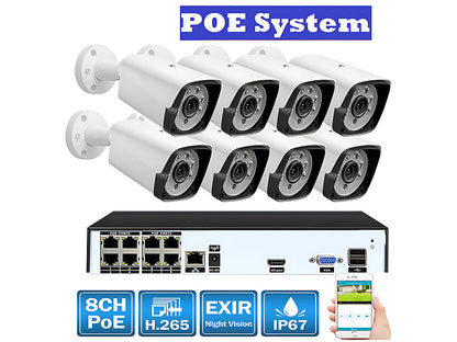 Security Camera System POE Camera CCTV 1TB Storage