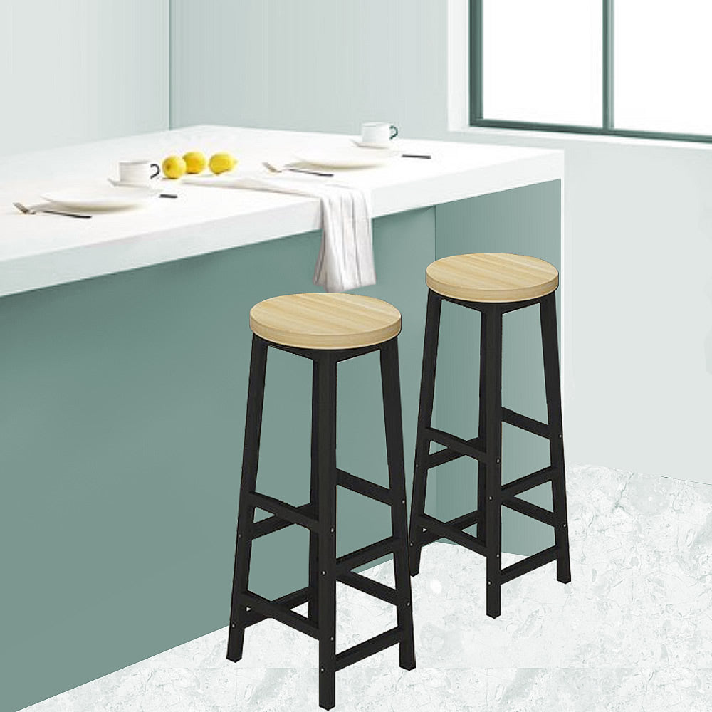 Set of 2 Modern Bar Stools Barstool Metal Legs
