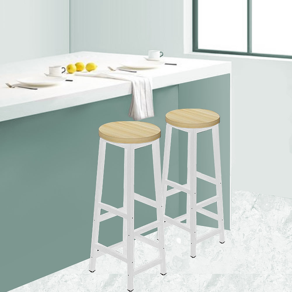 Set of 2 Modern Bar Stools Barstool Metal Legs