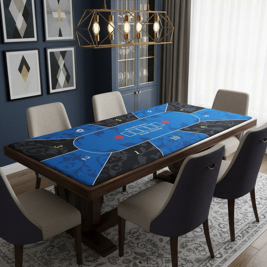 Poker Table Mat 10 Players Texas Hold'em Poker Mat 240cm*130cm Anti-Slip Rubber