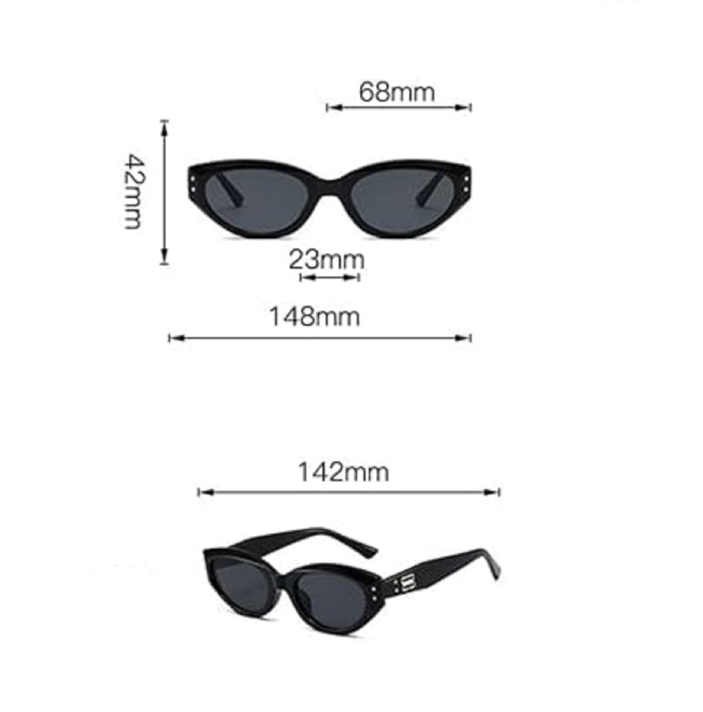 Ecotrek Small Oval Cat Eye Sunglasses – UV380 Protection HD01-31