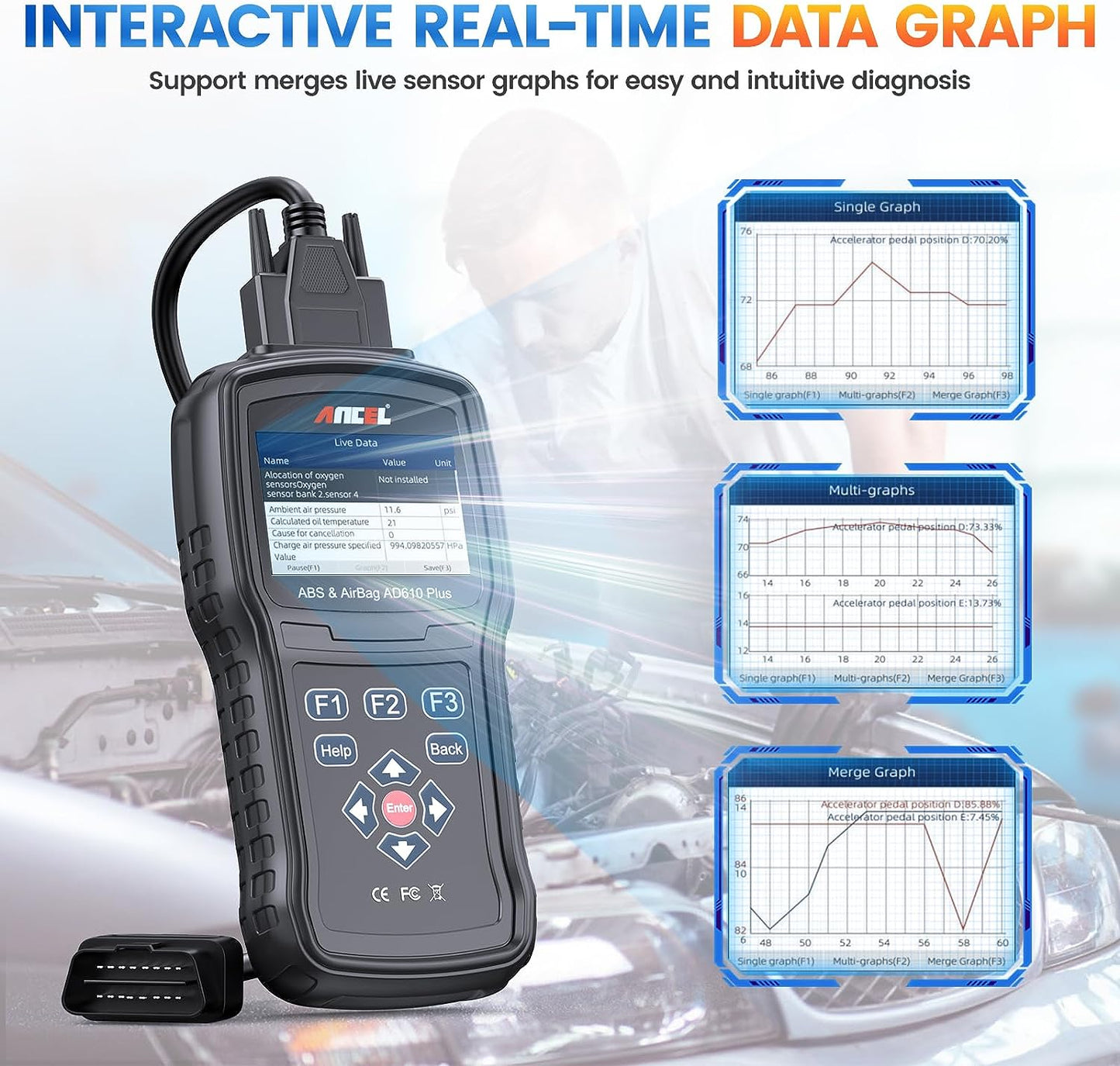 Universal OBDII OBD2 Scanner Car Engine Fault Code Reader Diagnostic Tool ANCEL AD610