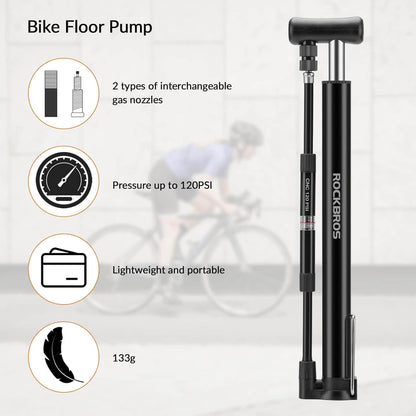 Portable Bicycle Pump Air Inflator 120PSI with Gauge