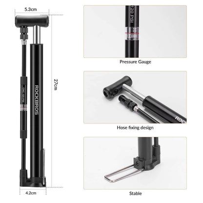 Portable Bicycle Pump Air Inflator 120PSI with Gauge