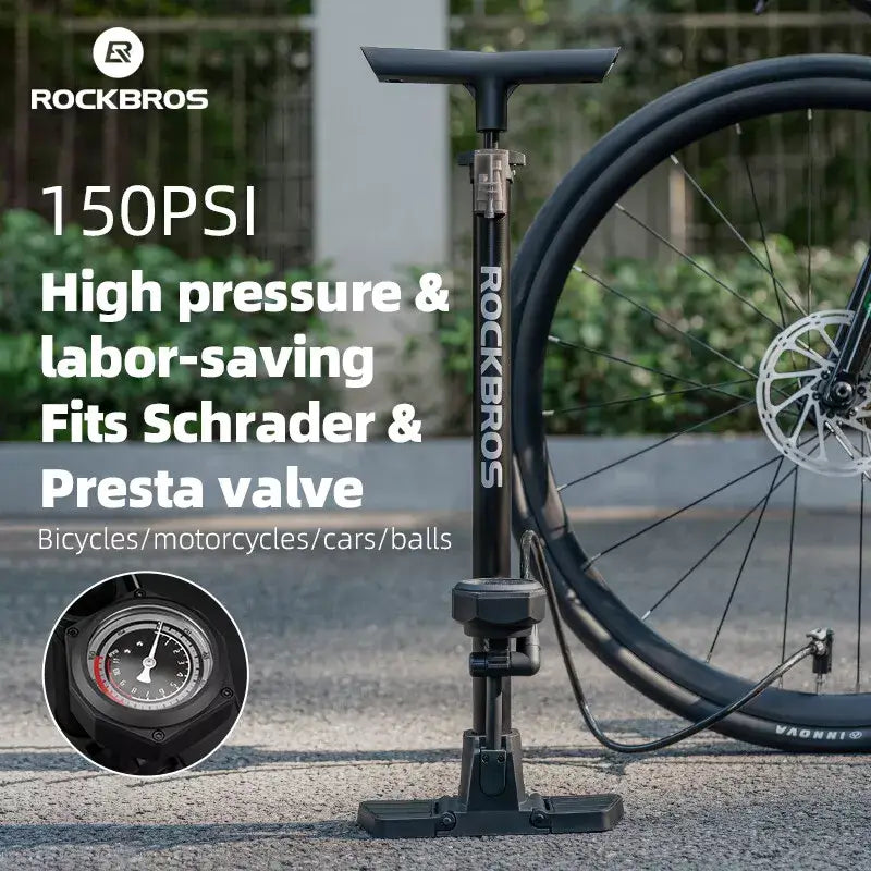 Bicycle Stand Pump High Pressure 150PSI with Gauge