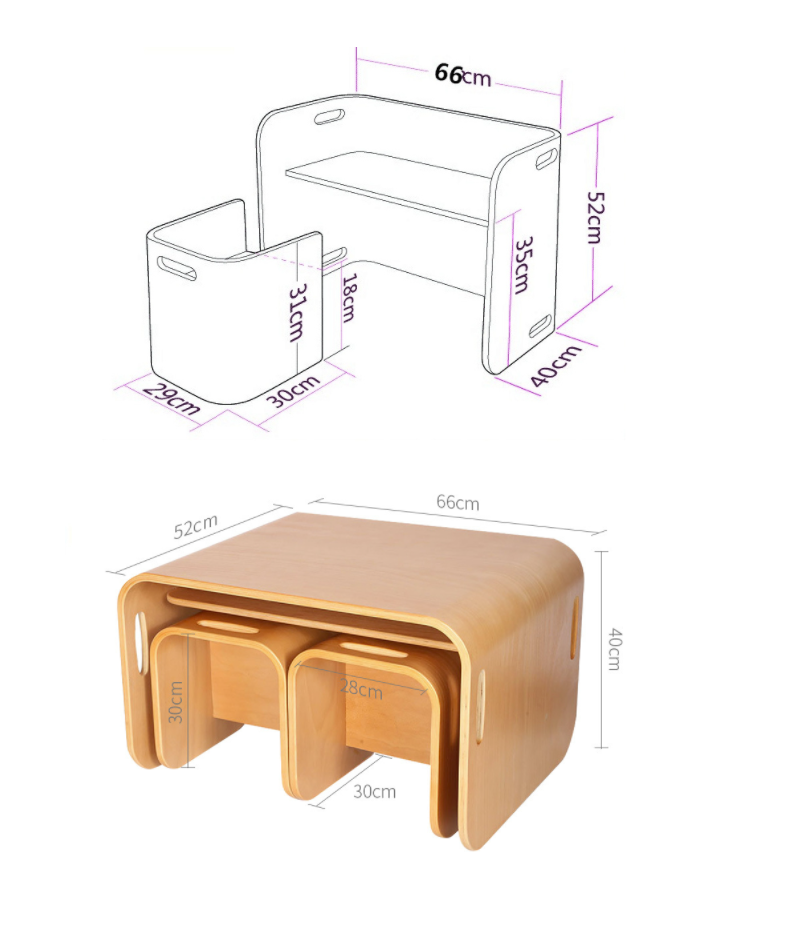 Kids Table and Chairs Set - Study Desk