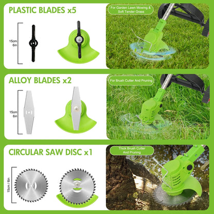 Cordless Electric Grass String Trimmer Lawn Cutter Brush Mower Whipper Snipper