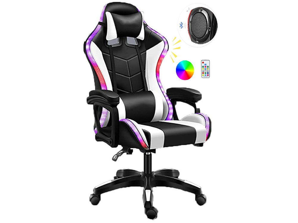Gaming Chair Office Chair With Foot Rest Racing Chair with Speaker and Light