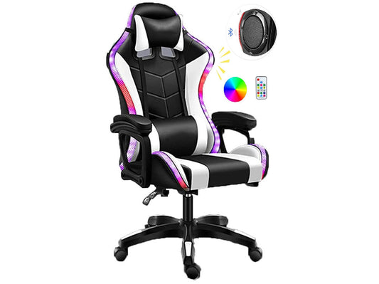 Gaming Chair Office Chair With Foot Rest Racing Chair with Speaker and Light