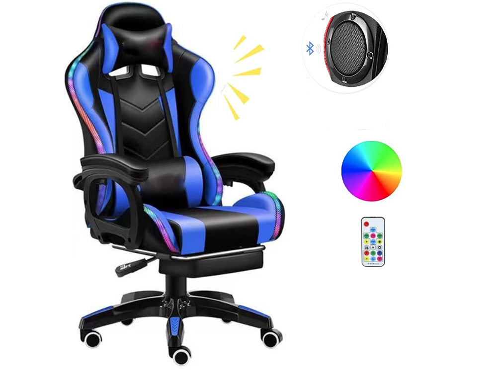 Gaming Chair Office Chair With Foot Rest Racing Chair with Speaker and Light