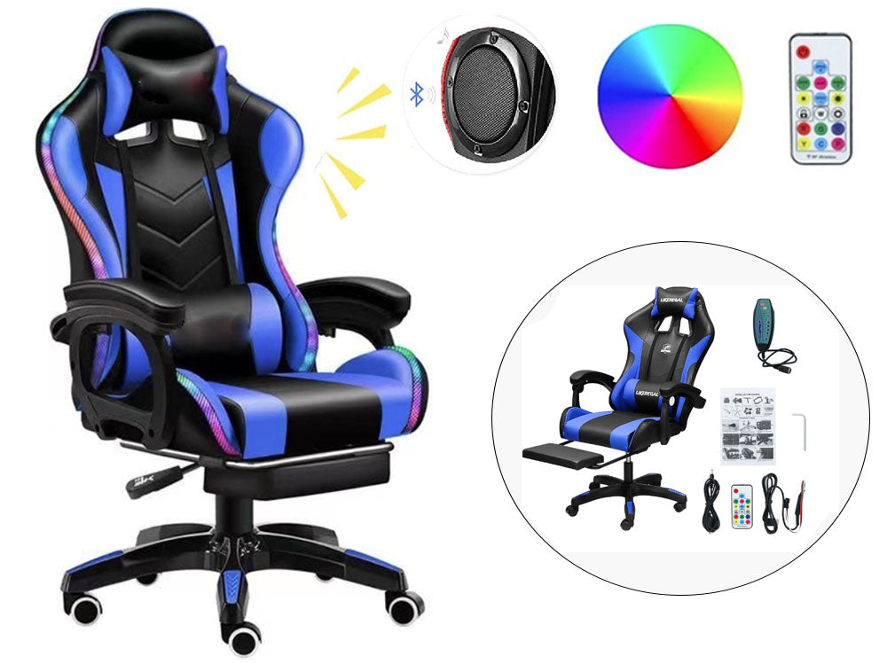 Gaming Chair Office Chair With Foot Rest Racing Chair with Speaker and Light