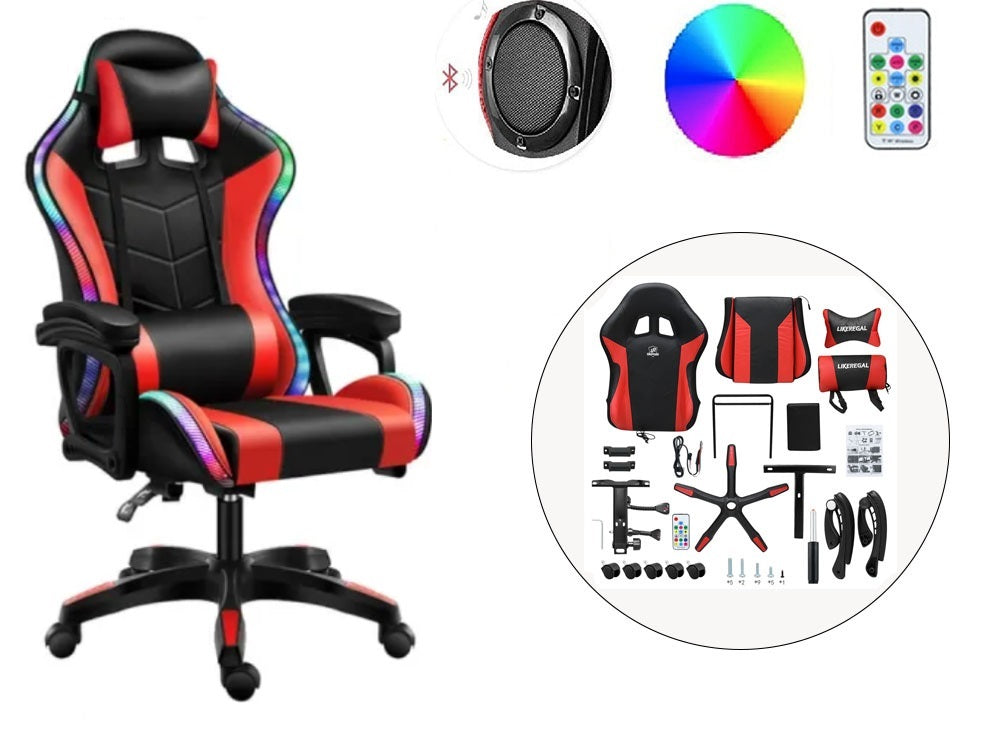 Gaming Chair Office Chair With Foot Rest Racing Chair with Speaker and Light