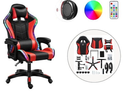 Gaming Chair Office Chair With Foot Rest Racing Chair with Speaker and Light