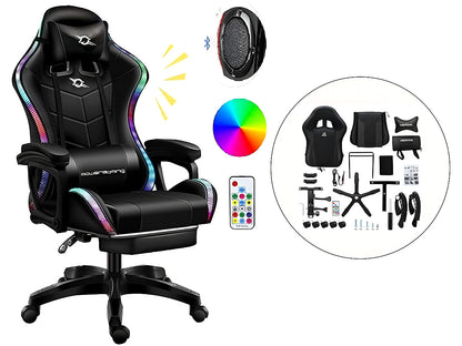 Gaming Chair Office Chair With Foot Rest Racing Chair with Speaker and Light