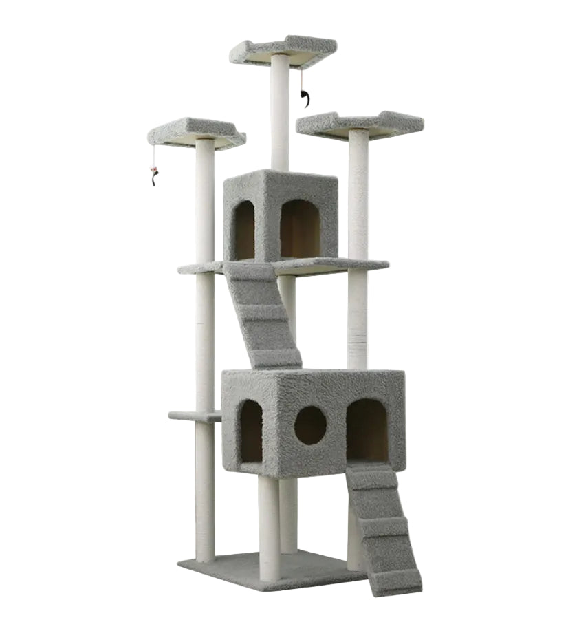 185CM High Cat Tree House Scratching Post Multi-Level Cat Condo - Grey
