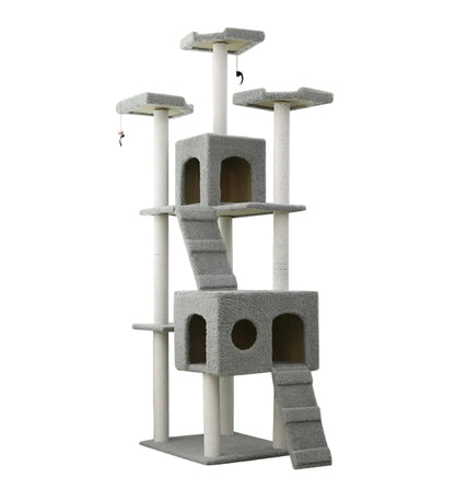 185CM High Cat Tree House Scratching Post Multi-Level Cat Condo - Grey