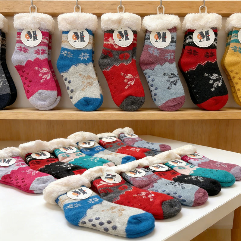 24 Pairs Kids Slipper Fuzzy Socks Winter Super Warm Soft Socks with Grippers