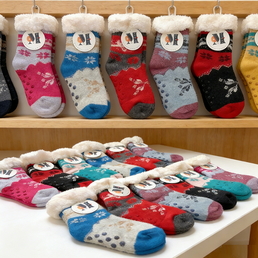 24 Pairs Kids Slipper Fuzzy Socks Winter Super Warm Soft Socks with Grippers