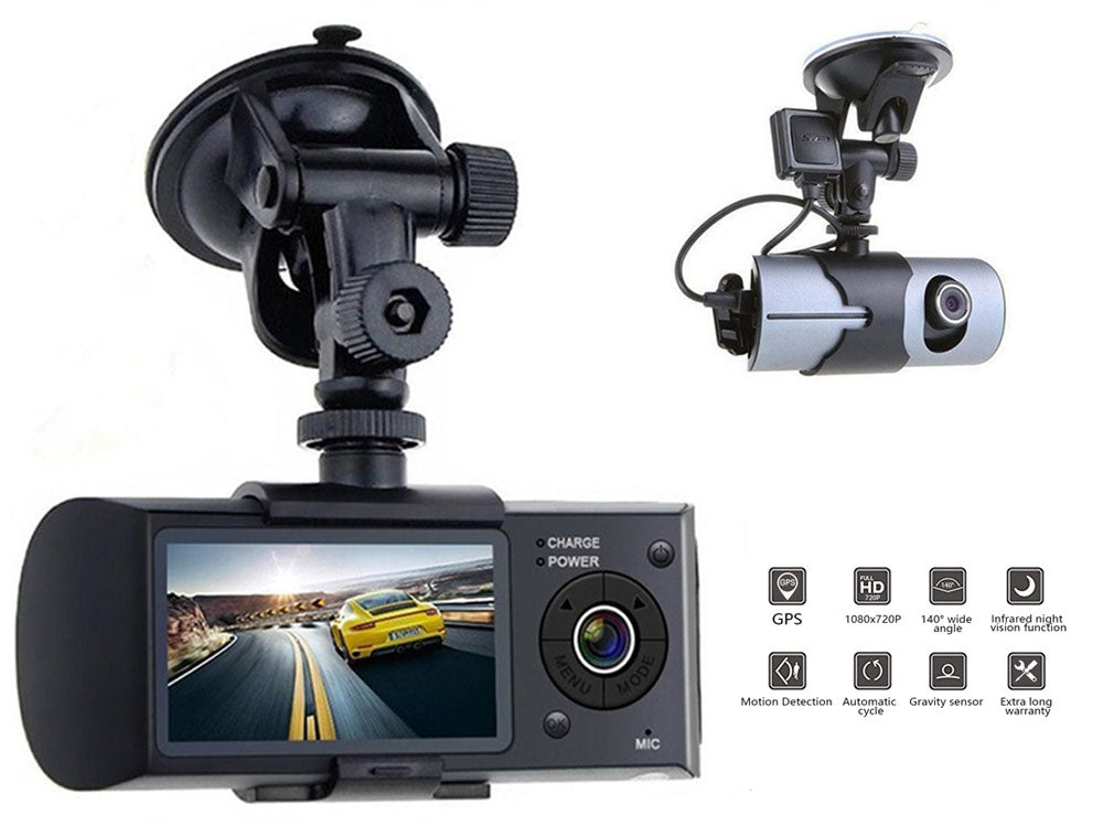 Dual Car Dash Camera with GPS - Front and Rear