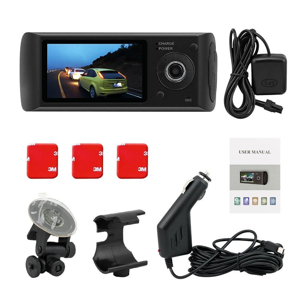 Dual Car Dash Camera with GPS - Front and Rear