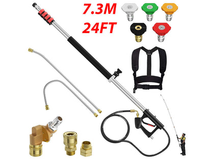 Telescoping Pressure Washer 7.3m Pole with Harness