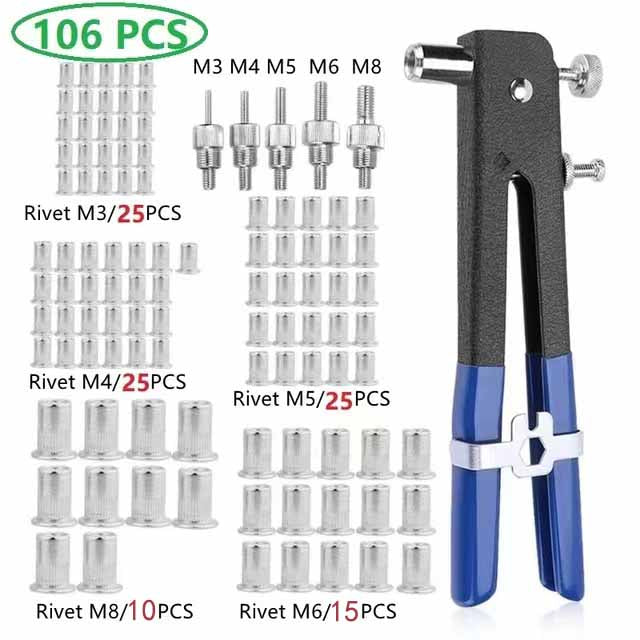 Nut Rivet Riveter Gun Riveting Kit