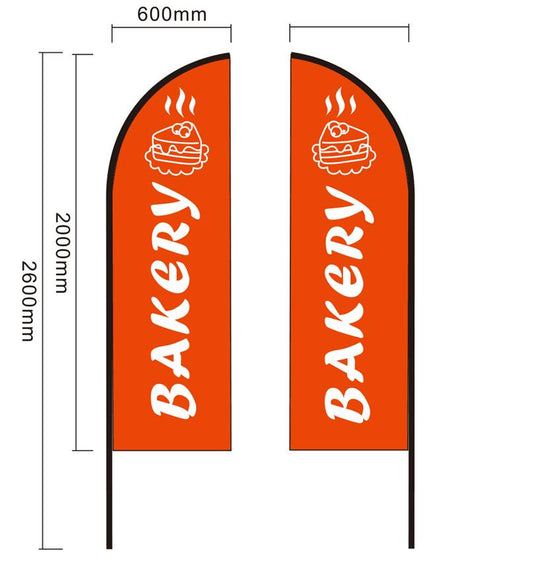 Bakery Pre-print Double Sided Feather Banner Flag Business Commersial