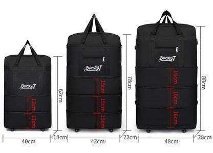 High-Capacity Storage Bag – Foldable Airline Checked Luggage with Wheels