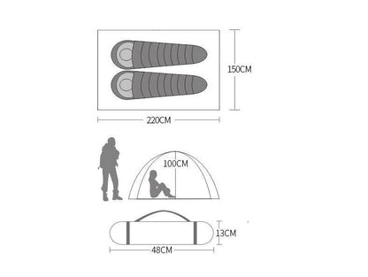 2-Person Double-Layer Four-Season Mountaineering Tent with Snow Skirt