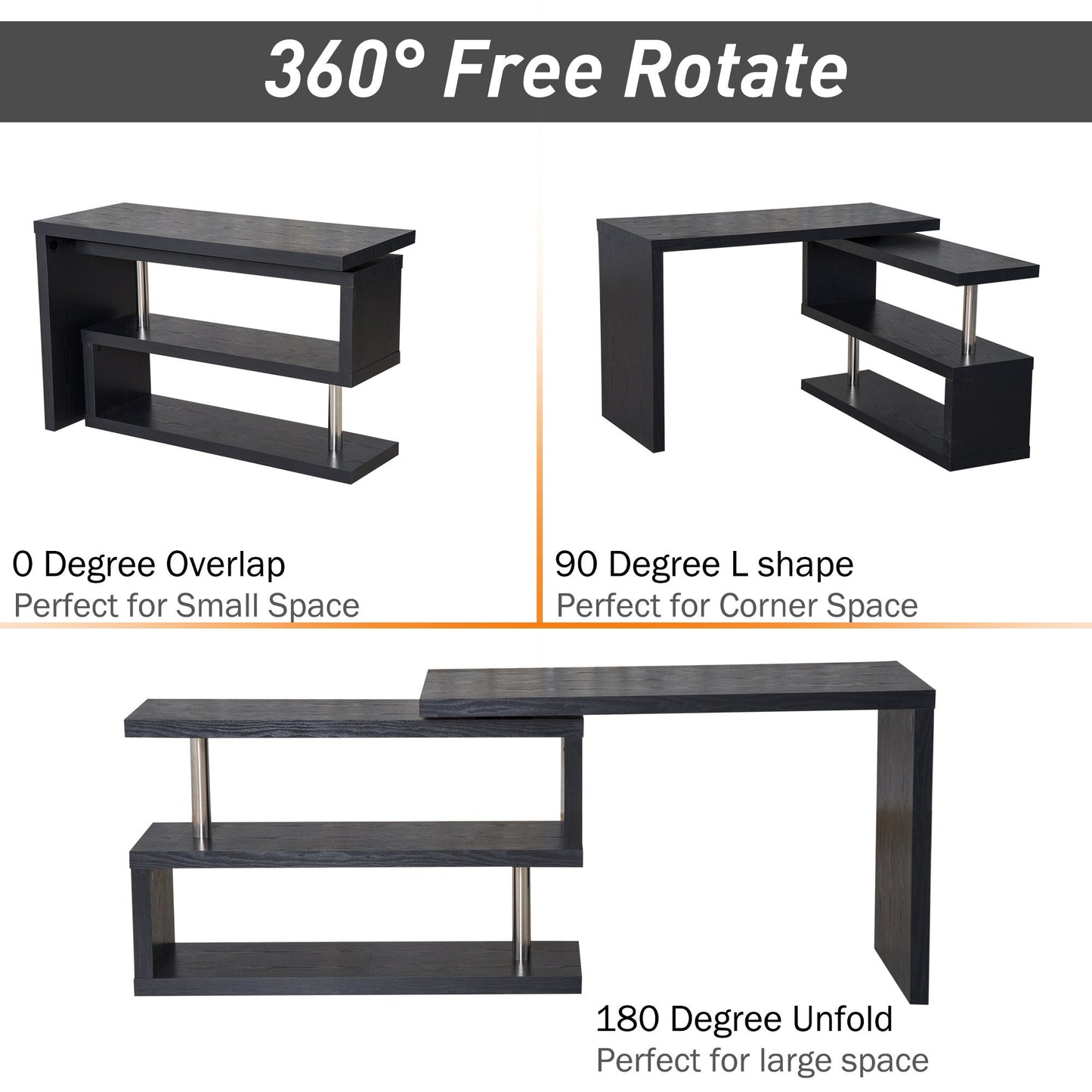 Computer Desk Table with Bookshelf