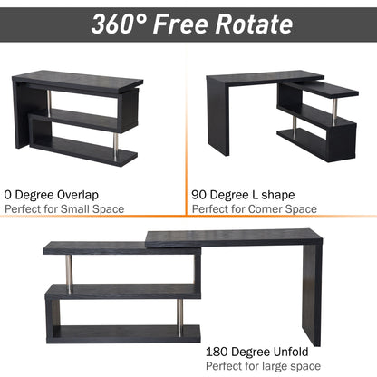 Computer Desk Table with Bookshelf