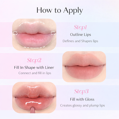 Flortte Rainbow Bubbles Series Dual-Ended Lip Liner & Lip Gloss Pencil