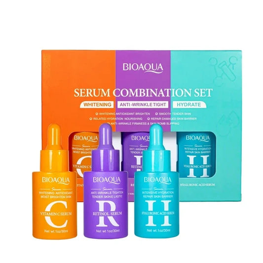 BIOAQUA 3-Piece Facial Serum Combination Set – Vitamin C + Retinol + Hyaluronic Acid