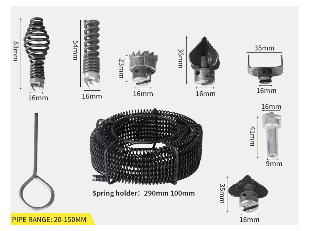 Drain Snake Pipe Cleaner Sewer Cleaner 12M 6 Drill Bit Tool