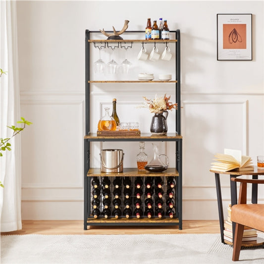 Freestanding Wine Rack with Glass Holder and Wine Storage