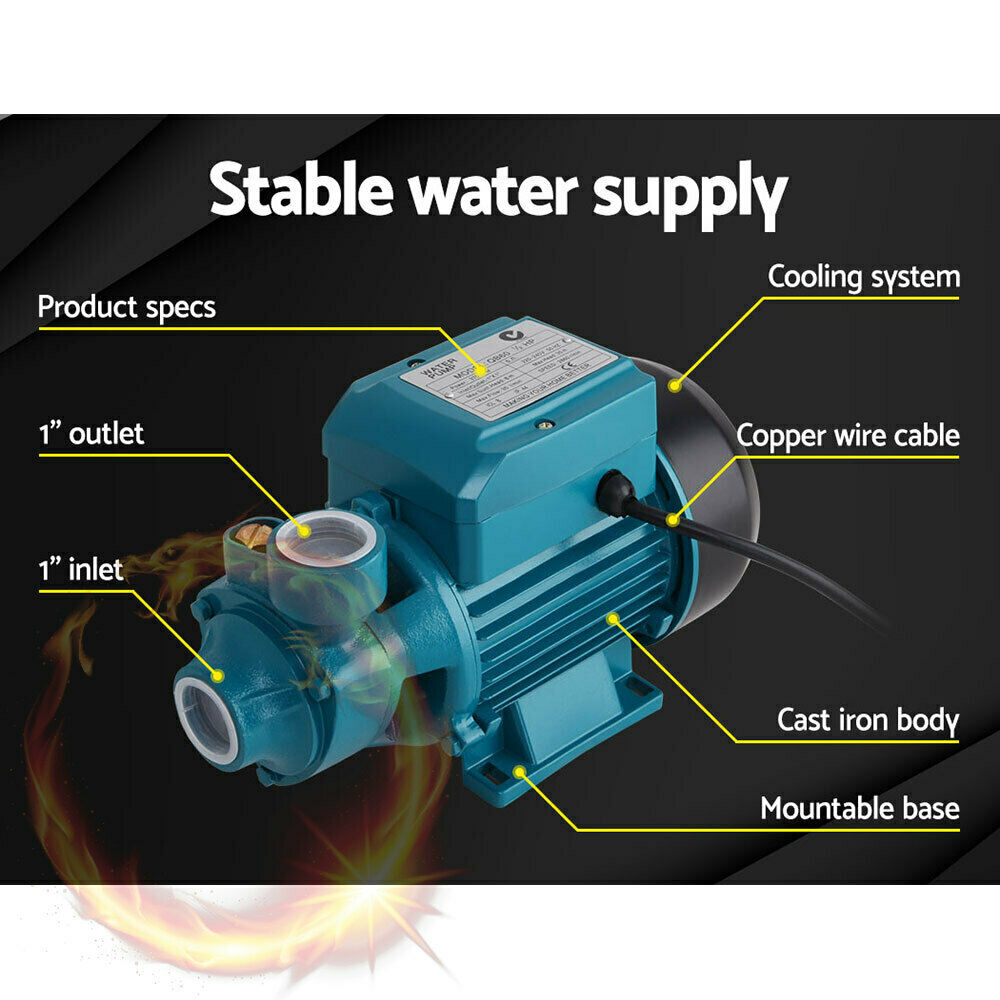 PUMP-QB60 230V Electric Clean Water Pump  35L/Min 1/2/HP