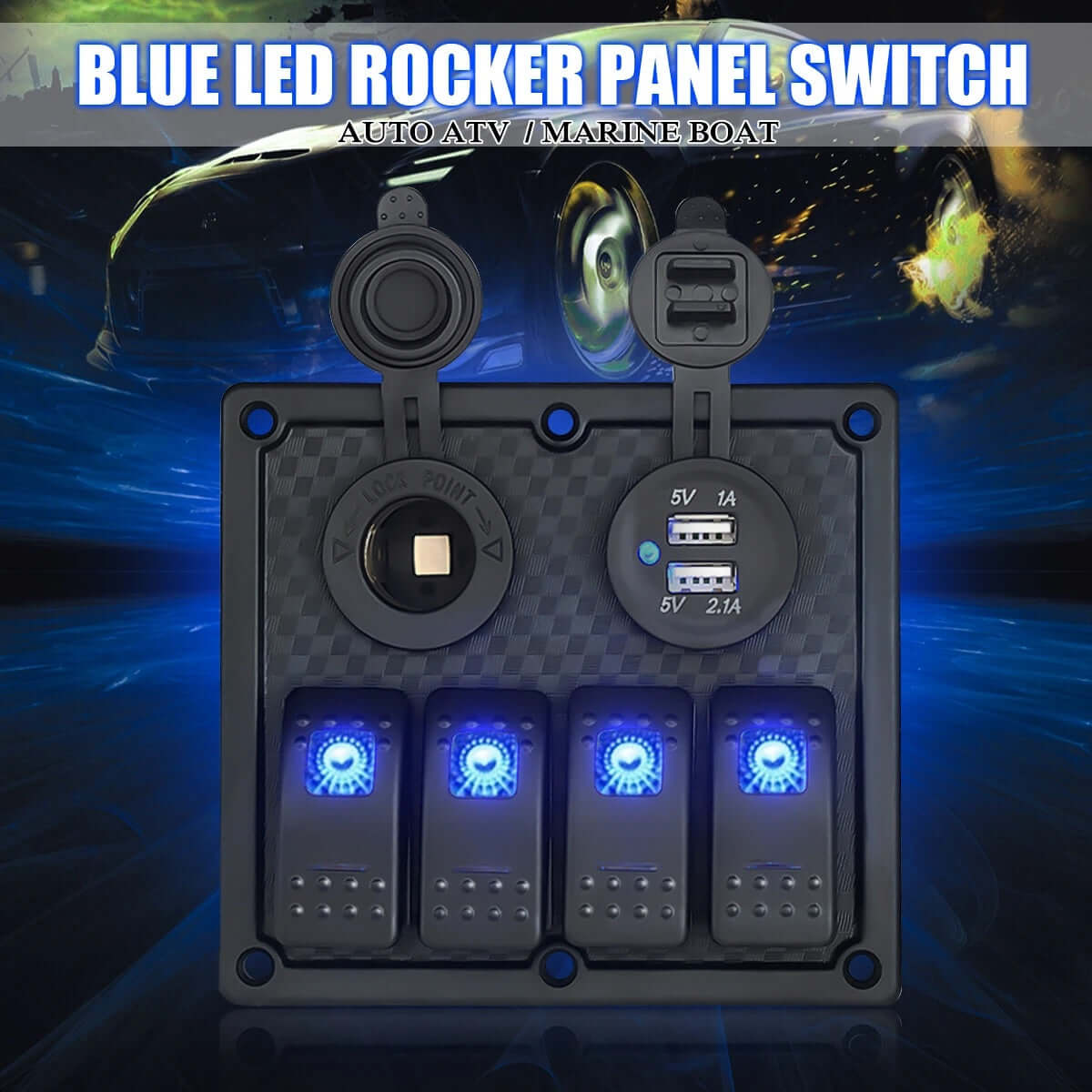 4 Gang Marine Boat Rocker Switch Panel