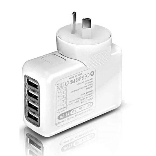 4 port USB wall charger front view