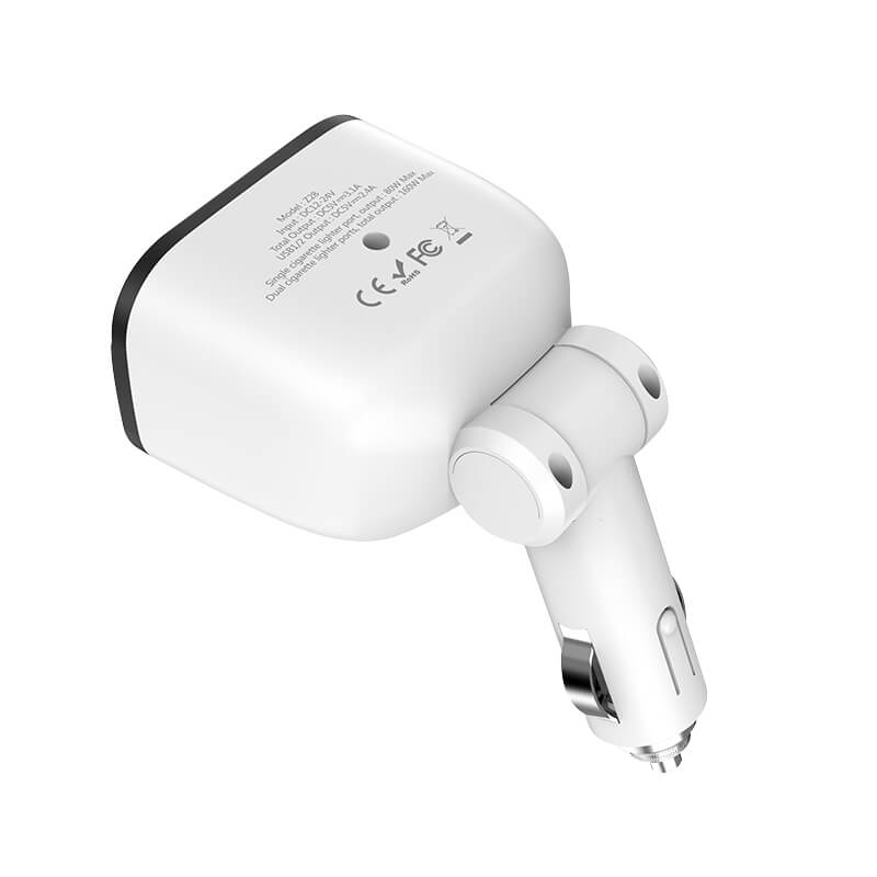 Hoco Bendable 160W Dual-Interface Cigarette Sockets Car Charger Z28