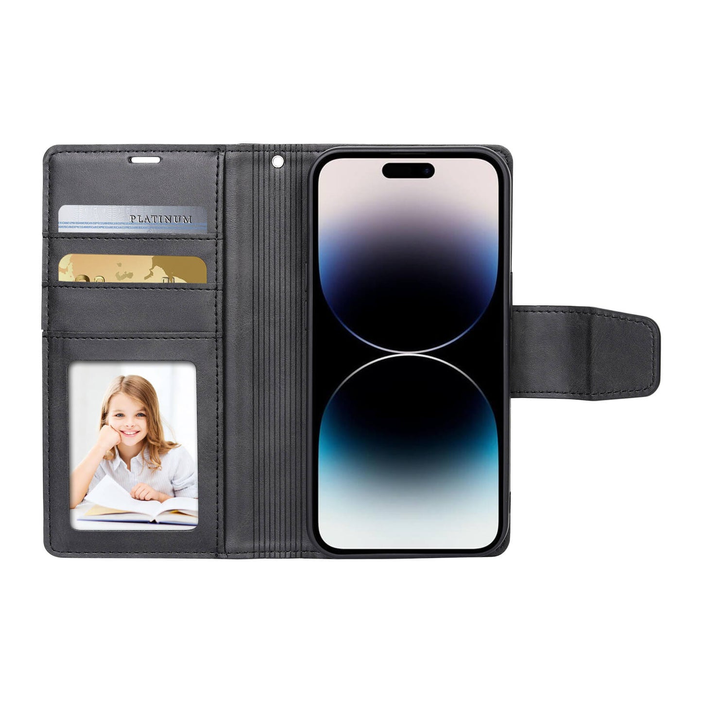 Compatible with iPhone 17 Pro Hanman Miro Leather 2-in-1 Wallet Case with Magnetic Back